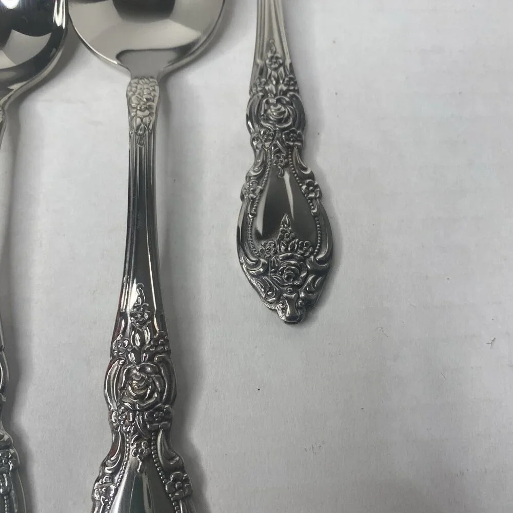 Oneida LOUISIANA 18/8 Stainless Steel Flatware Serving Spoon Fork Knife Lot 7